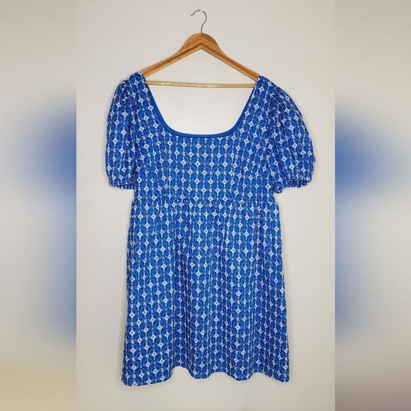 Rhode Eyelet Mini Babydoll Dress Blue With pockets Size XXL - Picture 3 of 16